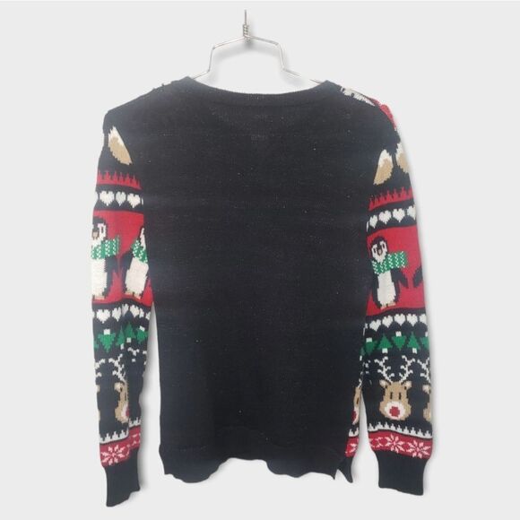 lHoliday Time ugly Christmas Sweater Penguins Bells Scarfs holiday Small - Picture 2 of 5